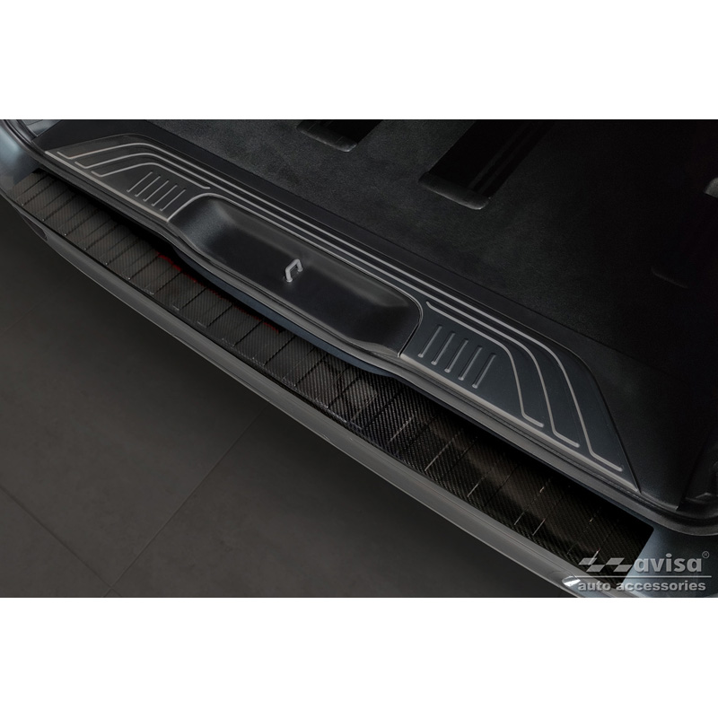 Protection de seuil arrière carboné 3D sur mesure pour Mercedes Vito / Classe-V 2014-2019 & Facelift 2019- 'Ribs'