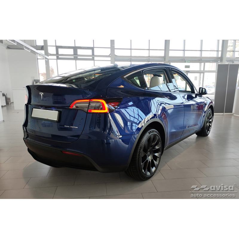 Protection de seuil arrière inox noir mat sur mesure pour Tesla Model Y 2020-