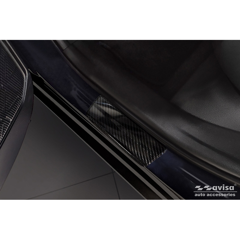 Seuils de portes carboné 3D noir sur mesure pour Toyota RAV-4 (5th Gen) 2018- & Suzuki Across 2022- 'Hybrid' 2-pièces