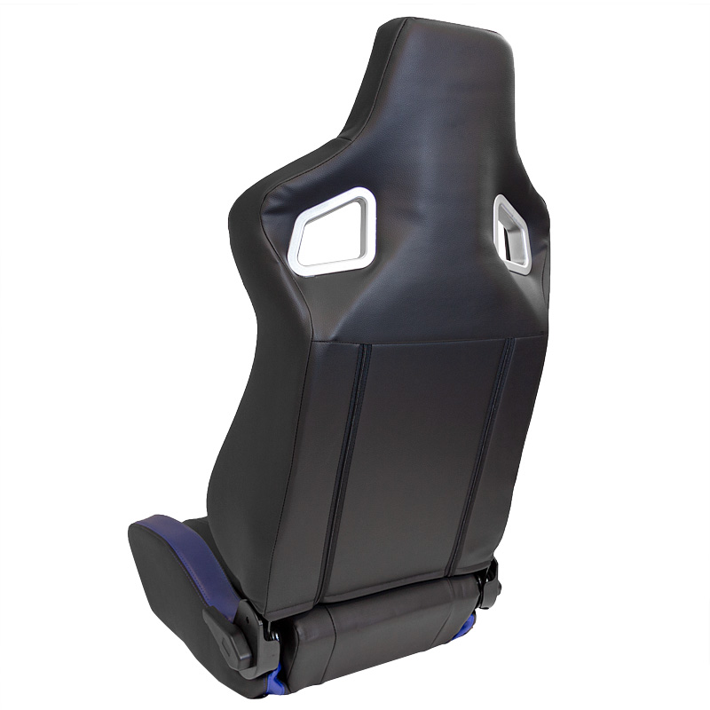 Siège baquet 'RS6-II' - Noir-Mattes/Simili Cuir Bleu - Dossier réglable - incl. glissières