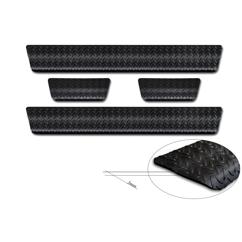 Seuils de portes aluminium 'Riffled Plate' sur mesure pour Toyota Aygo X 2022- - 4-pièces - Noir