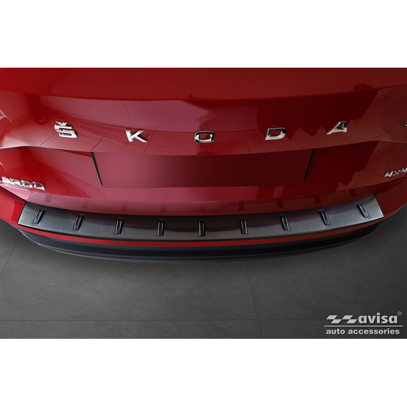 Protection de seuil arrière inox noir sur mesure pour Skoda Karoq (NU7) Facelift incl. Sportline 2022- 'STRONG EDITION'