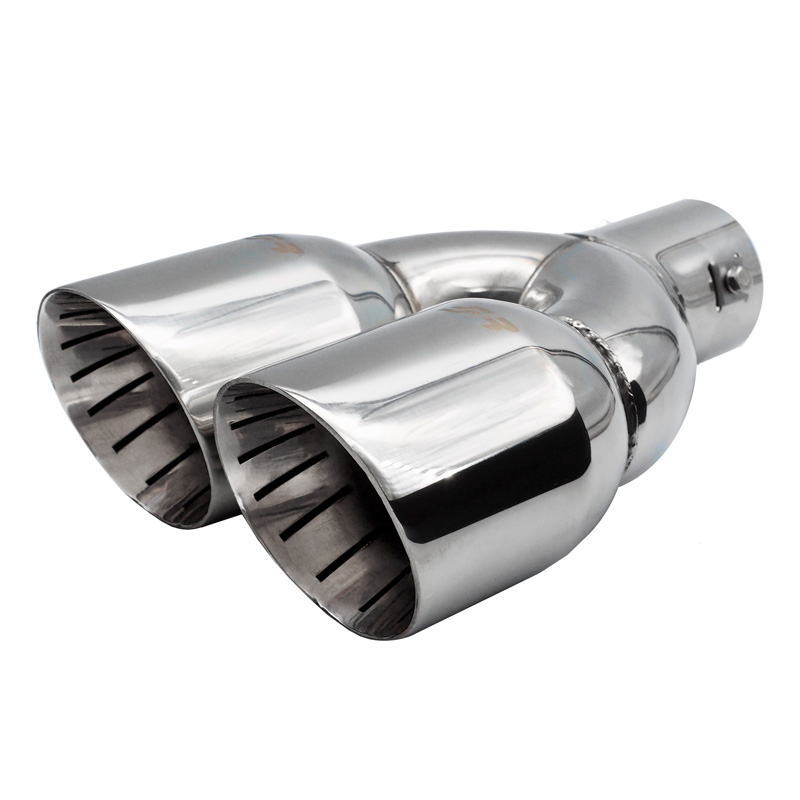 Simoni Racing Embout d'Échappement Rond Double/Oblique Inox - Ø90xL245mm - Montage 35->61mm