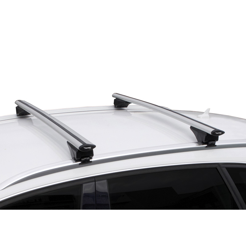 Jeu de barres de toit universelle Twinny Load Aluminium Fly Bar 124cm pour voitures avec barres longitudinales d'origine ouvertes et intégrées