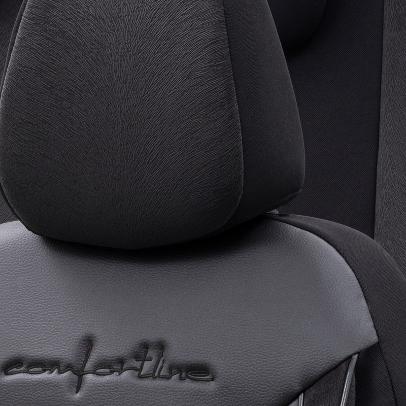 Housse de sièges universel en velours/textile 'Comfortline' Noir - 11-pièces - adapté aux Side-Airbags