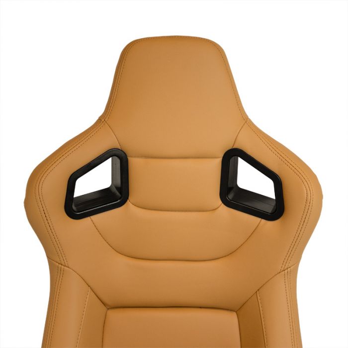 Siège baquet 'RK' - Beige Simili Cuir - Dossier réglable - incl. glissières