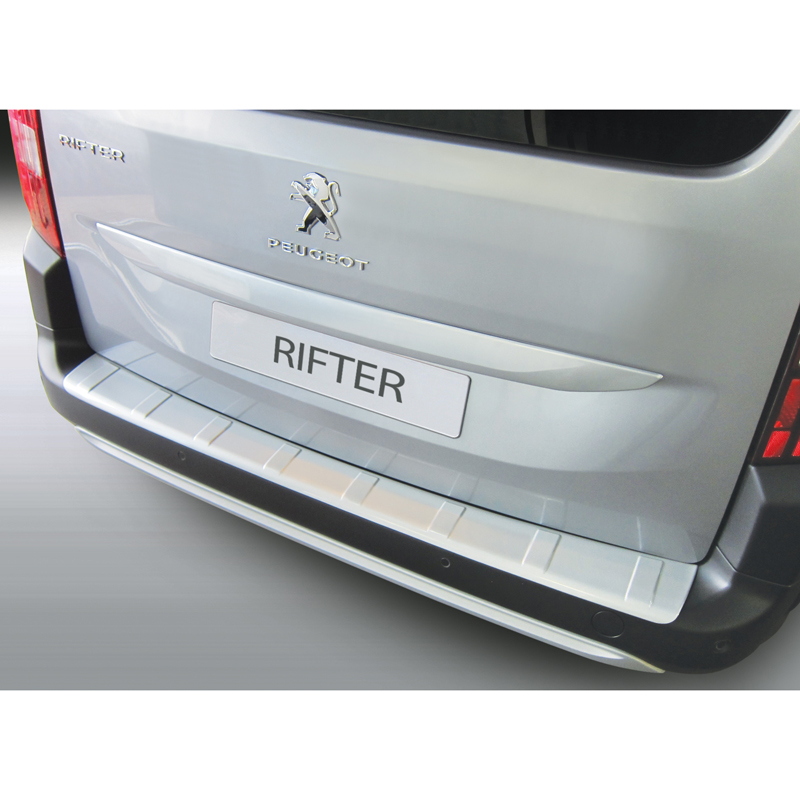 Protection de seuil arrière (ABS) sur mesure pour Citroën Berlingo Multispace / Peugeot Rifter / Opel Combo Tour (MPV) 2018- Argent 'Ribbed'
