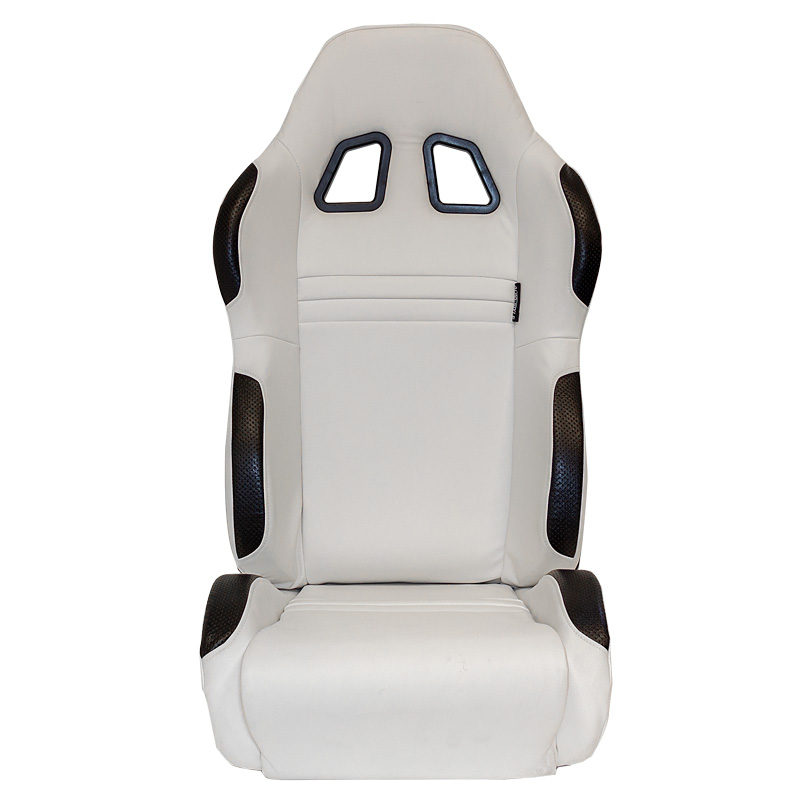 Siège baquet 'Type T' - Blanc/Simili Cuir Noir - Dossier réglable - incl. glissières