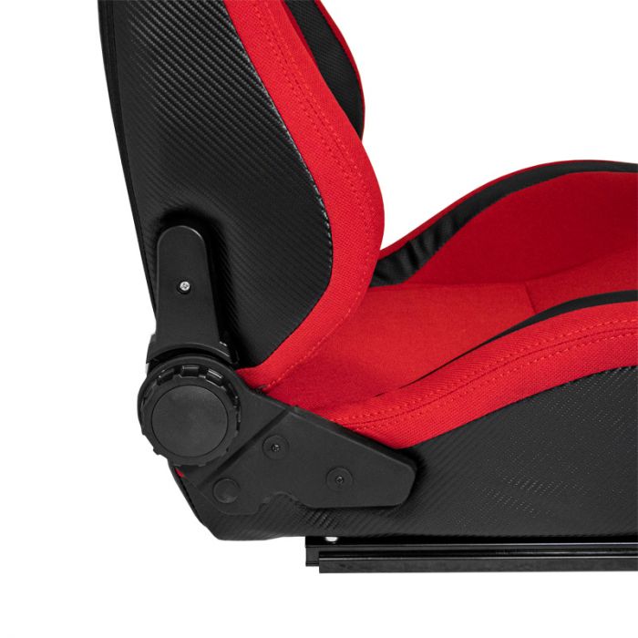 Siège baquet 'MS' - Noir/Rouge - Dossier réglable - incl. glissières