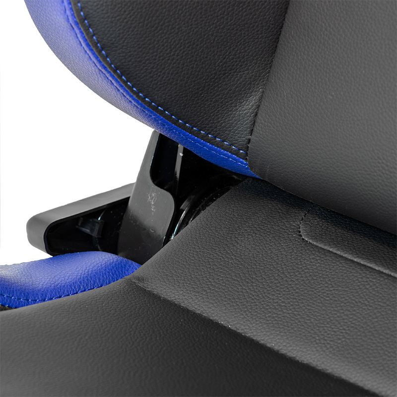 Siège baquet 'RS6-II' - Noir-Mattes/Simili Cuir Bleu - Dossier réglable - incl. glissières