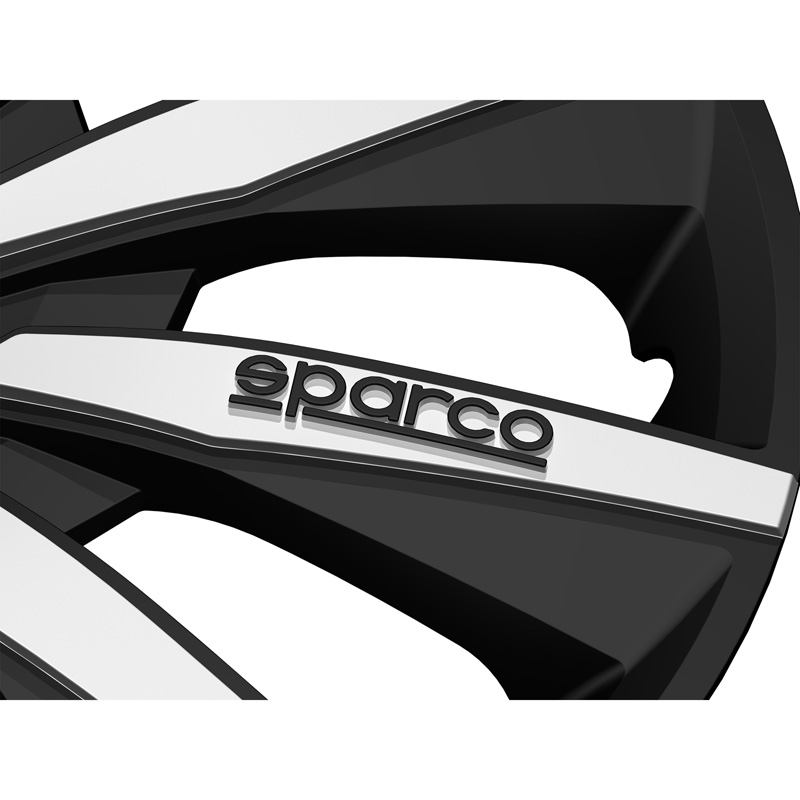 Sparco Enjoliveurs Milano - 15-pouces - Noir/Argent - Set de 4 pièces