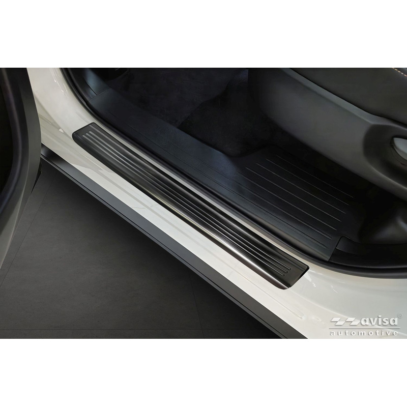 Avisa Seuils de portes inoxydable noir sur mesure pour Mazda CX-80 (KL) 2024- - 'Lines' - 4-pièces