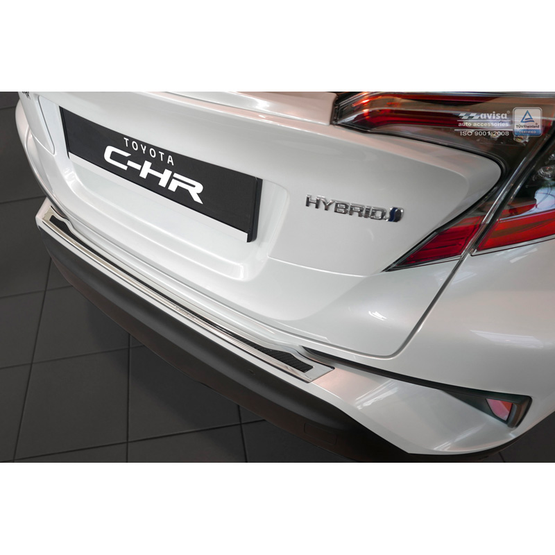 Protection de seuil arrière inox 'Deluxe' sur mesure pour Toyota C-HR 2016-2019 & Facelift 2019-2023 Chromé/Carboné noir