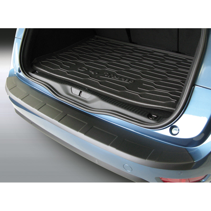 Protection de seuil arrière (ABS) sur mesure pour Citroën C4 Picasso 2013- & C4 Spacetourer 2018- 'Ribbed' Noir