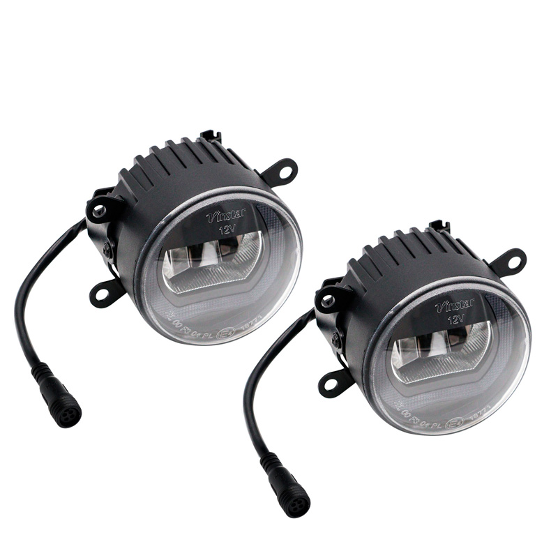 Jeu de phares antibrouillard semi-universels à LED + feux diurnes 'U-Shape' - diamètre 90mm - ECE-R19/R87 E-marque d'homologation