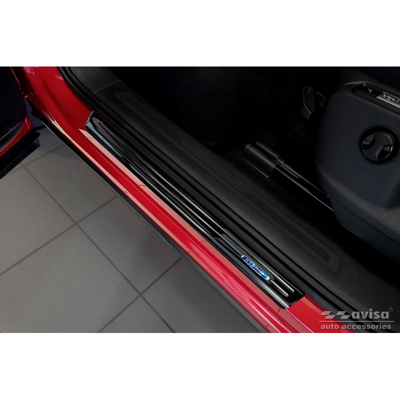 Seuils de portes inoxydable noir sur mesure pour Volkswagen Tiguan II 2016-2020 & FL 2020-2024 'Hybrid' - 4-pièces