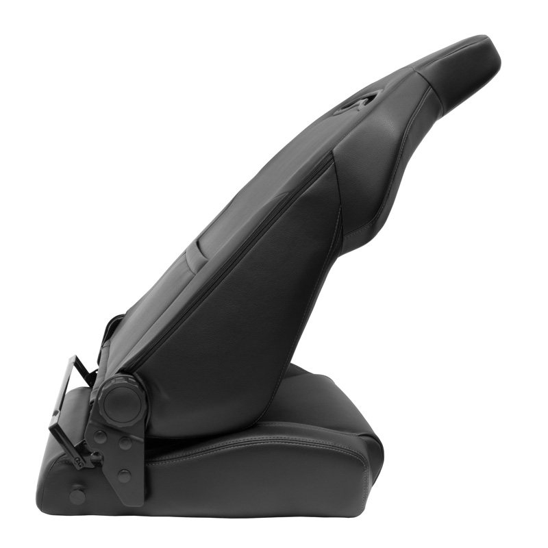 Siège baquet 'VGR' - Simili Cuir Noir + Surpiqûres argent - Dossier réglable - incl. glissières