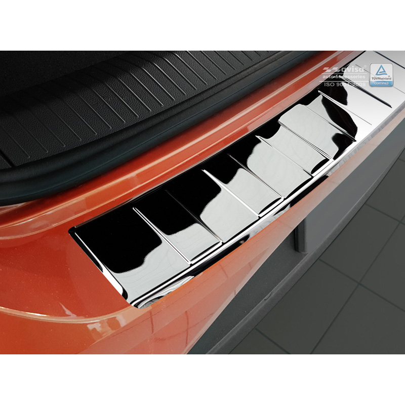 Protection de seuil arrière inox Chrome sur mesure pour Volkswagen T-Roc 2017-2022 & Facelift 2022- incl. Cabrio - 'Ribs'