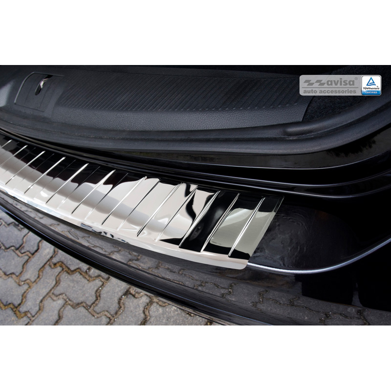 Protection de seuil arrière inox Chrome sur mesure pour Seat Alhambra & Volkswagen Sharan II 2010- 'Ribs'