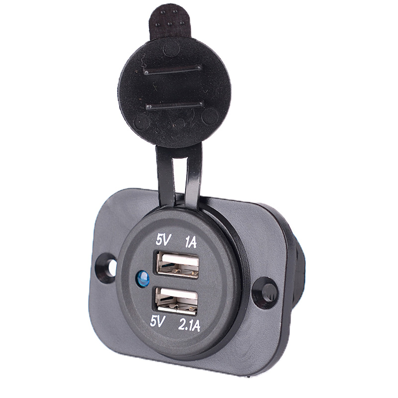 Adaptateur USB d'encastré 2xUSB 5V-2,1A&1A/Input 12V-24V