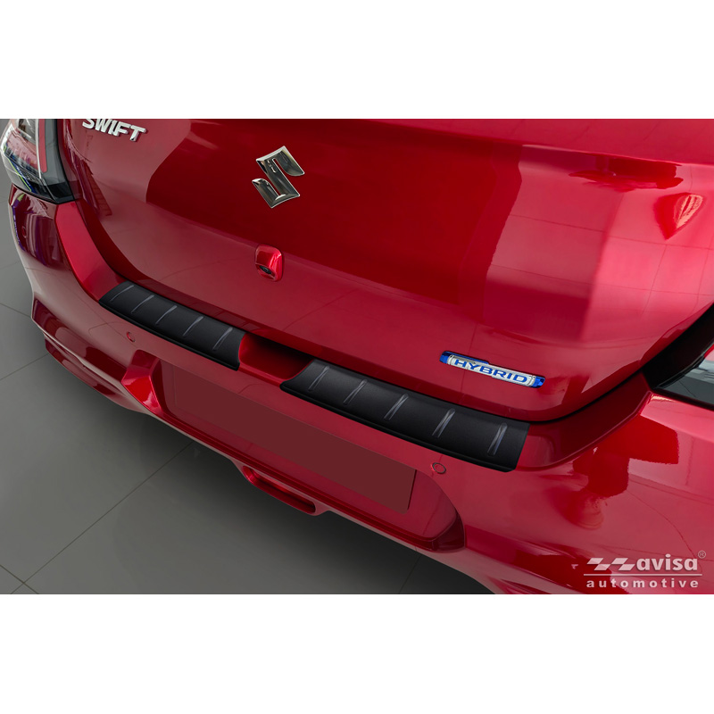 Protection de seuil arrière inox noir mat sur mesure pour Suzuki Swift VI 2024- 'Ribs'