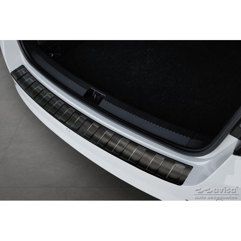 Protection de seuil arrière inox noir sur mesure pour Skoda Fabia III Combi FL 2018- 'Ribs'