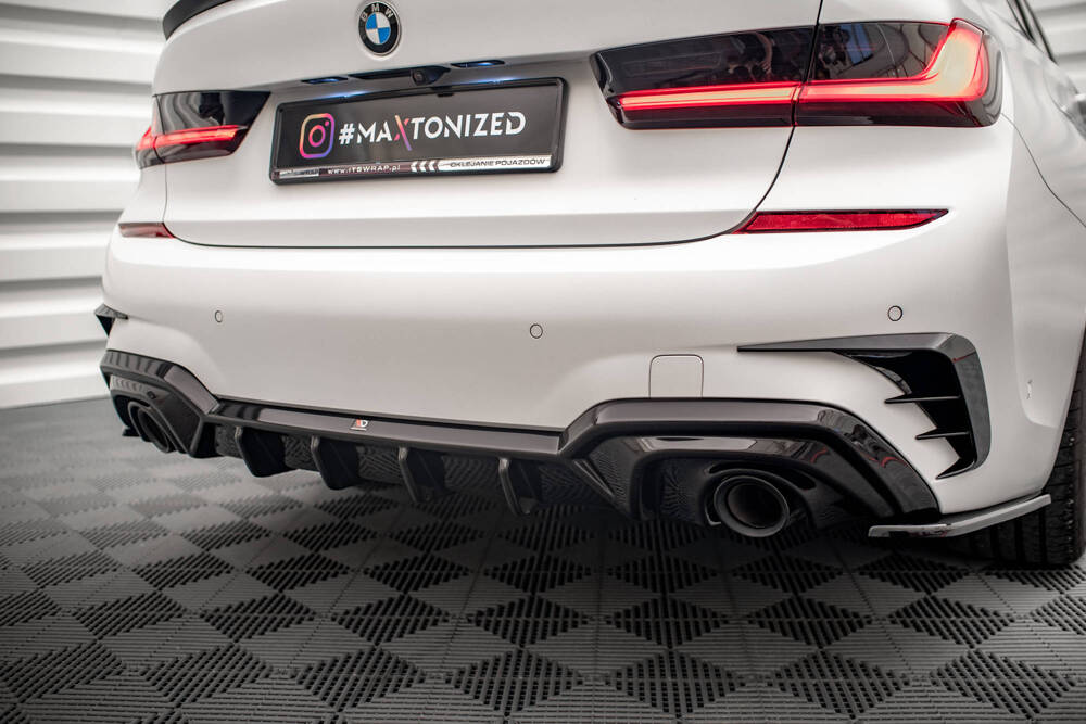 Diffuser BMW 3 Serie M Pakket G20 G21 met Trekhaak Maxton Glans Zwart