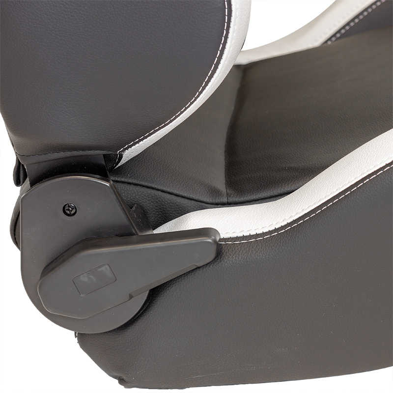 Siège baquet 'RS6-II' - Noir-Mattes/Simili Cuir Blanc - Dossier réglable - incl. glissières