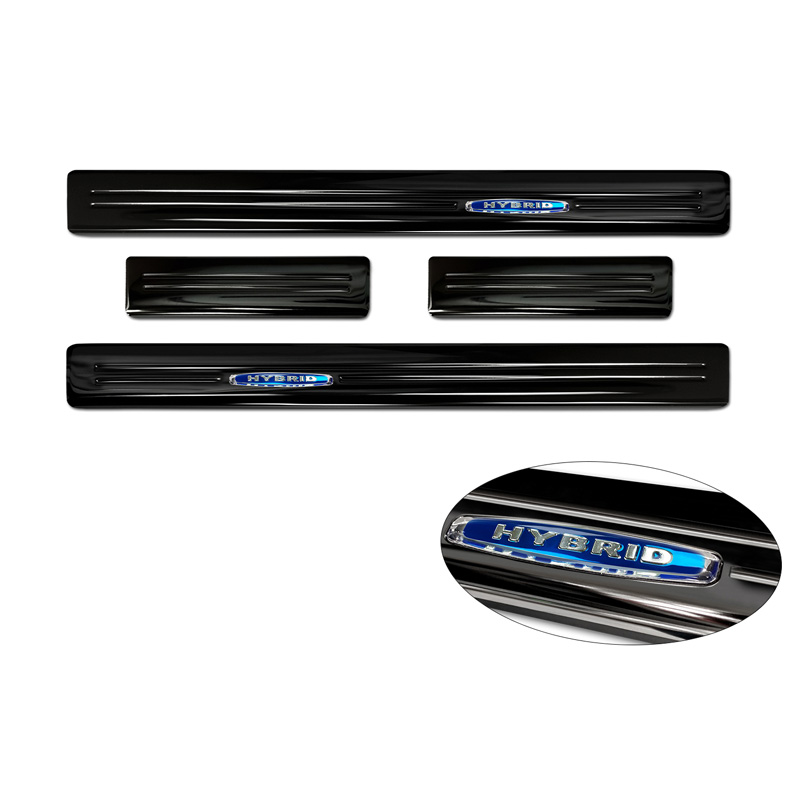 Seuils de portes inoxydable noir sur mesure pour Hyundai Kona 2017-2020 & FL 2020-2023  'Hybrid' - 4-pièces