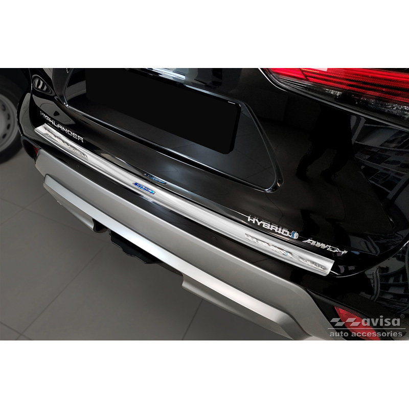 Protection de seuil arrière inox sur mesure pour Toyota Highlander (XU70) 2020- 'Hybrid'