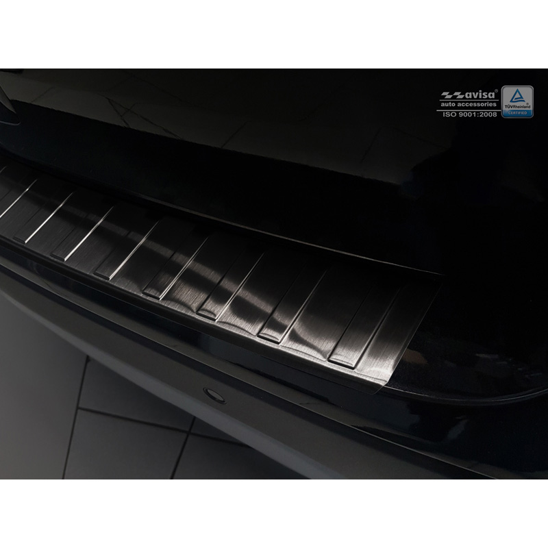 Protection de seuil arrière inox noir sur mesure pour Opel Mokka X 2016- 'Ribs'