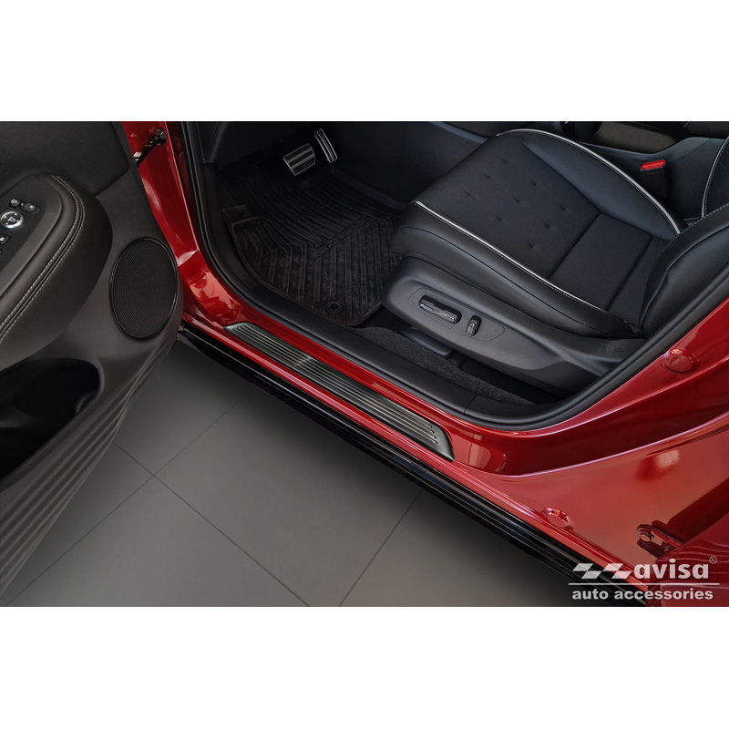 Seuils de portes inoxydable noir sur mesure pour Honda ZR-V (RZ4) 2023- - 'Lines' - 4-pièces