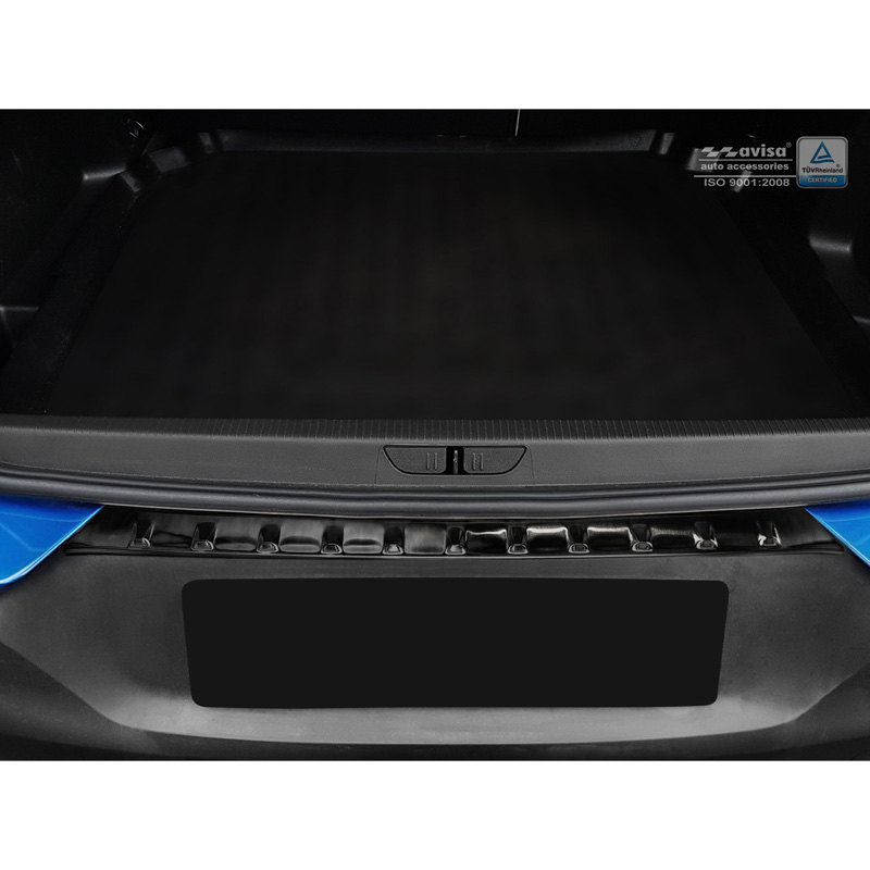 Protection de seuil arrière inox noir sur mesure pour Opel Grandland X 2017-2021 'Ribs'