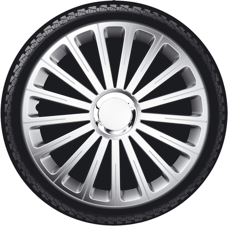 Jeu d'enjoliveurs Radical 15-inch argent + anneau chromé