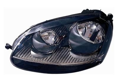 koplamp, Hella, H7+H7, zwart, incl stelmotor, links VW Golf 5, 2
