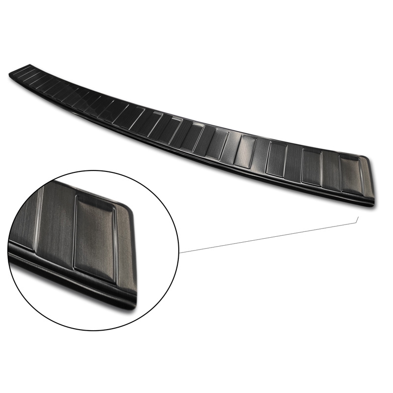 Protection de seuil arrière inox noir sur mesure pour Volkswagen Caravelle T6 2015- & FL 2019- (hayon arrière) 'Ribs'