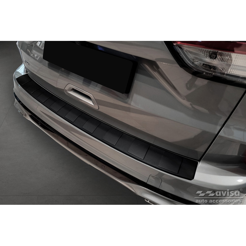 Protection de seuil arrière inox noir mat sur mesure pour Ford Kuga III ST-Line/Vignale/Hybrid ST-Line 2019-2024 & FL 2024- 'Ribs'