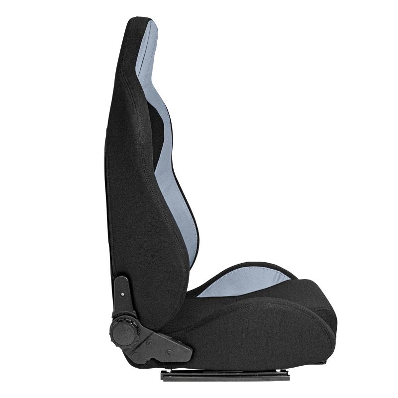 Siège baquet 'MR' - Simili Cuir Noir + Gris Textile Pine - Dossier réglable - incl. glissières