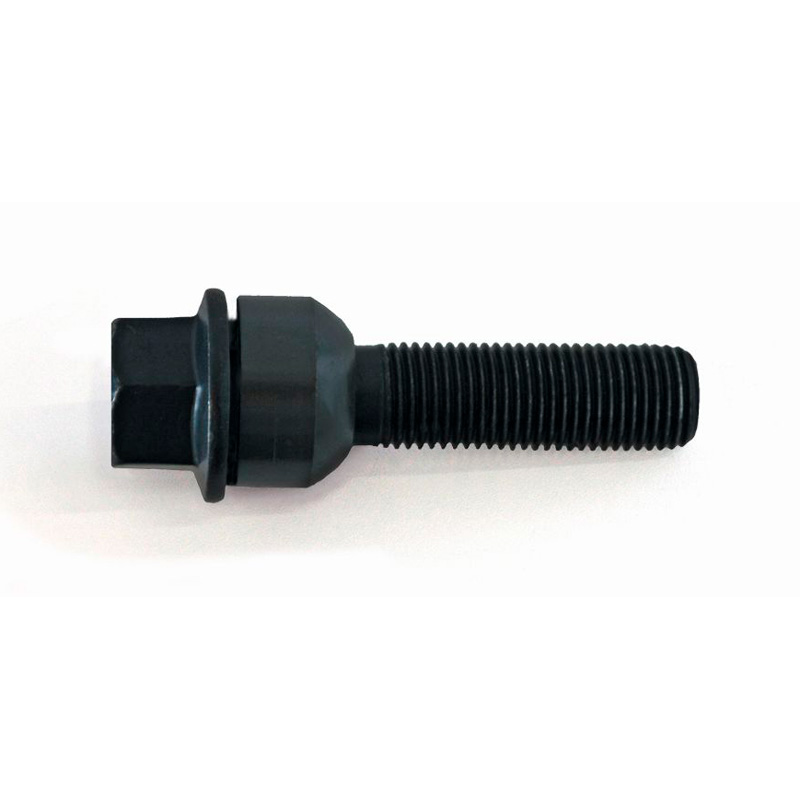Boulon de roue H&R sphérique avec cône mobile R14 M14x1.50 - Longueur 68mm - Noir (p.e. sur mesure pour Porsche)
