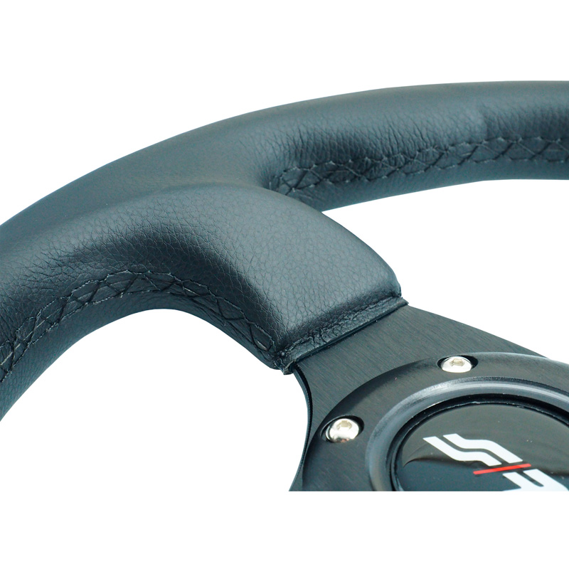 Simoni Racing Volant Universel 'Rolle' - Eco-Cuir Noir - Diamètre 300mm