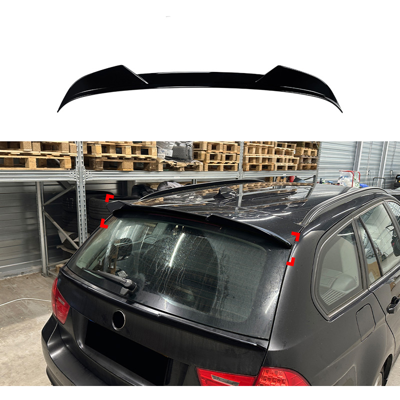 Becquet de toit (Spoiler Cap) sur mesure pour BMW Série-3 E91 Touring 2005-2012 (ABS Noir Luisant)