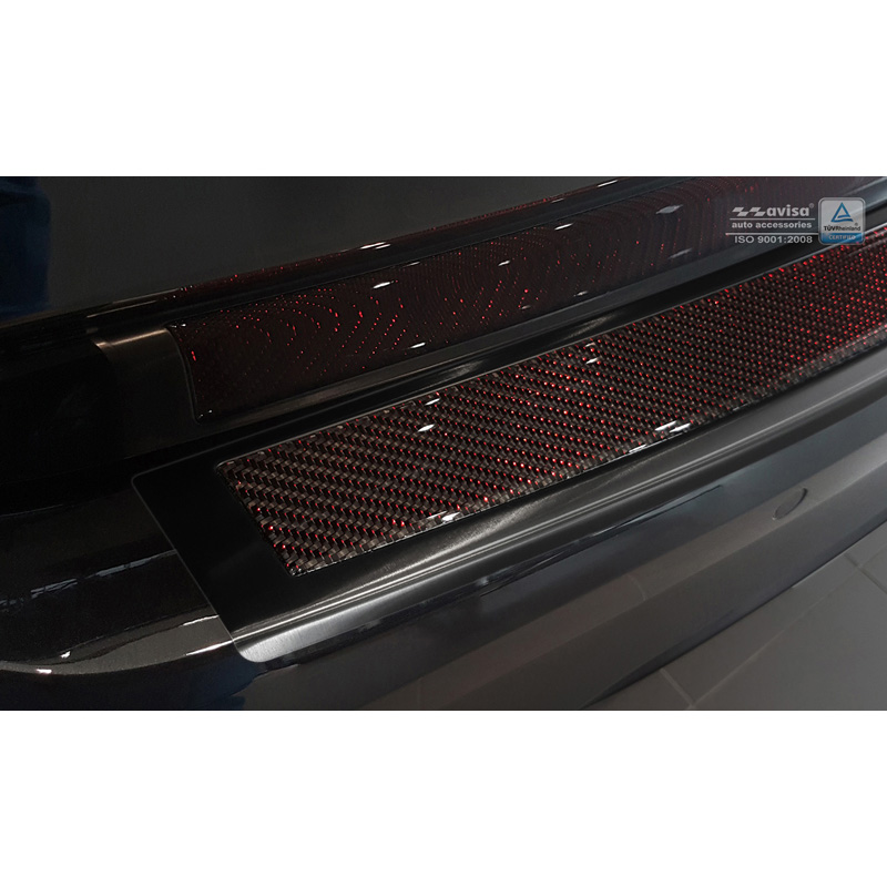Protection de seuil arrière inox 'Deluxe' sur mesure pour BMW X3 F25 2014-2017 Noir/Carbone Rouge-Noir