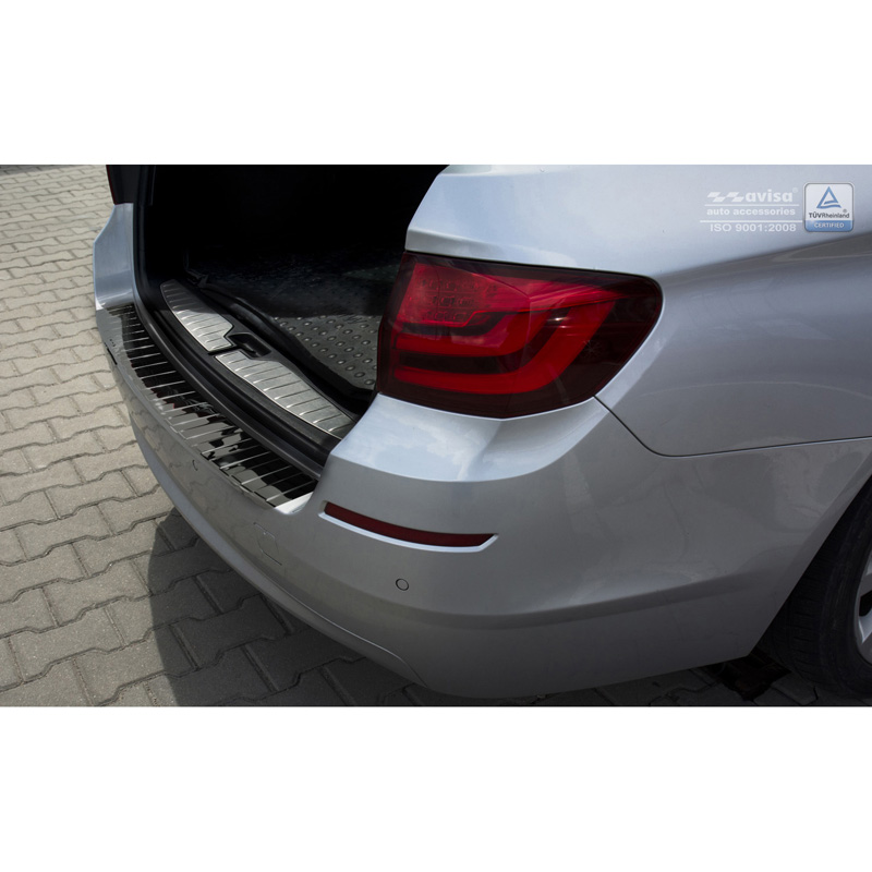 Protection de seuil arrière inox Noir-Chromé sur mesure pour BMW Série 5 F11 Touring 2010-2016 'Ribs'