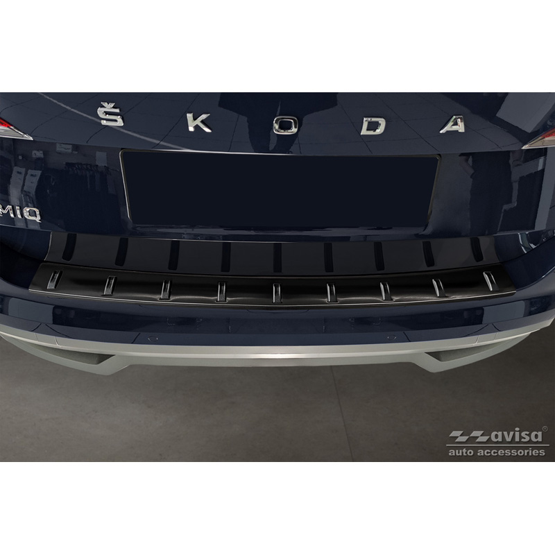 Protection de seuil arrière inox noir sur mesure pour Skoda Kamiq 2019- 'STRONG EDITION'