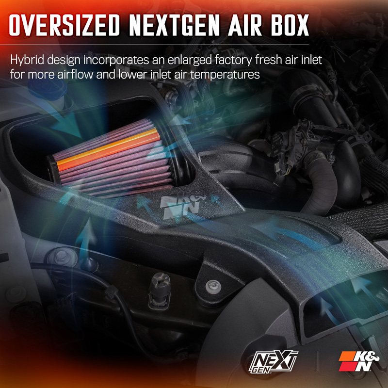 K&N NextGen d'admission d'air froid  sur mesure pour Ford Ranger 2.3L L4 2024- (50-2629)
