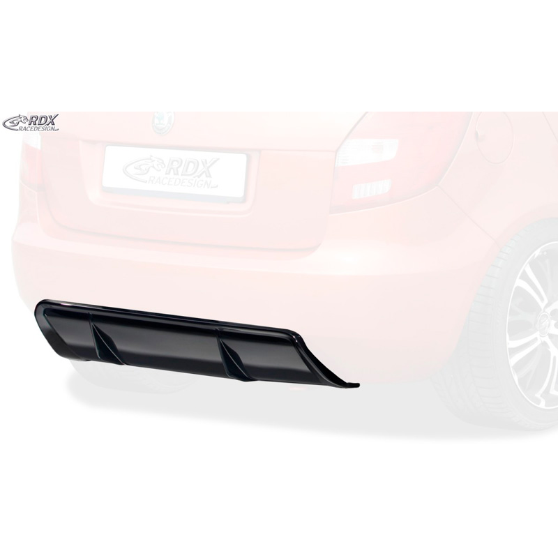 Jupe arrière 'Diffuseur' sur mesure pour Skoda Fabia II HB (5J) 2007-2014 (ABS noir luisant)
