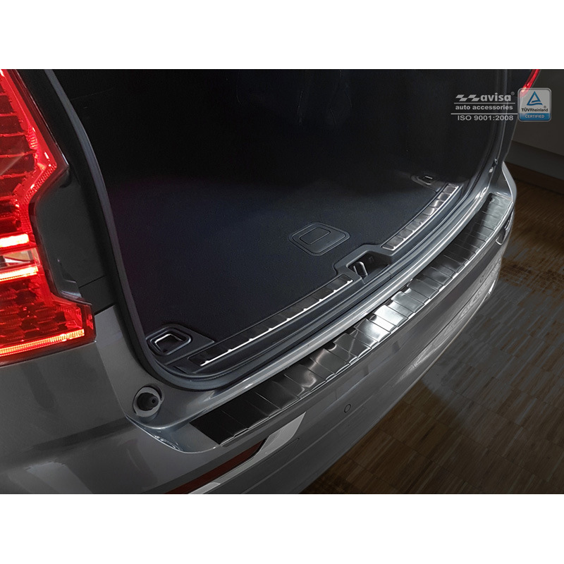 Protection de seuil arrière inox noir sur mesure pour Volvo XC60 II 2017-2021- & FL 2021- incl. R-Design 'Ribs'
