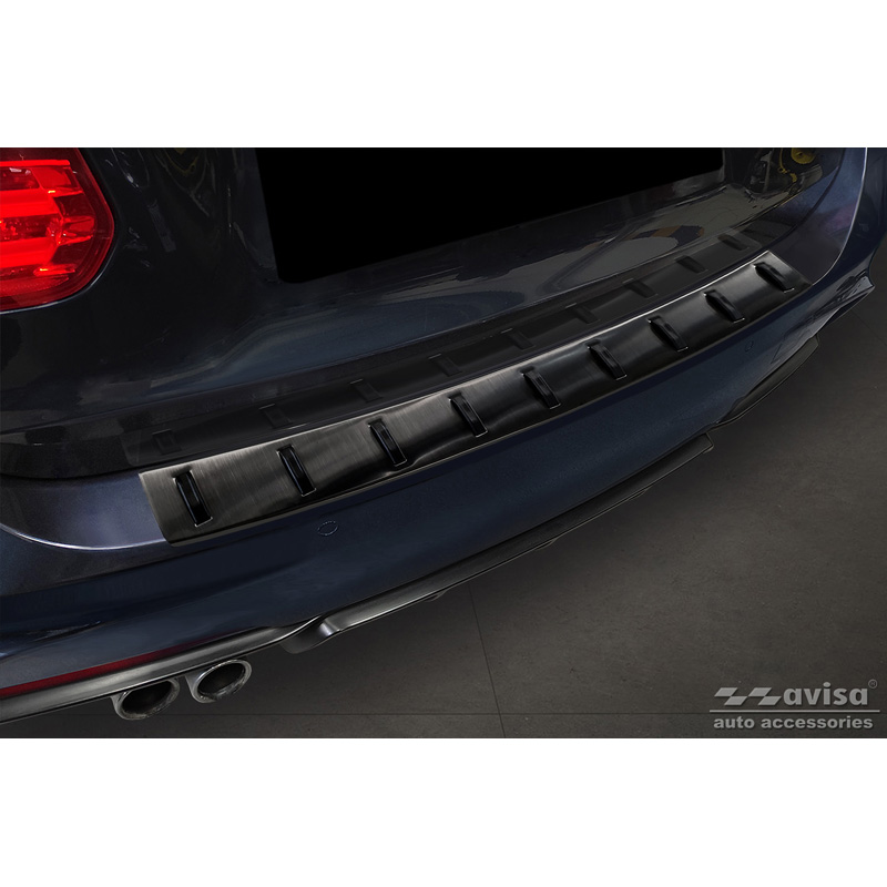 Protection de seuil arrière inox noir sur mesure pour BMW Série 3 (F31) Touring (incl. Paquet M) 2012-2015 & Facelift 2015-2019 'STRONG EDITION'