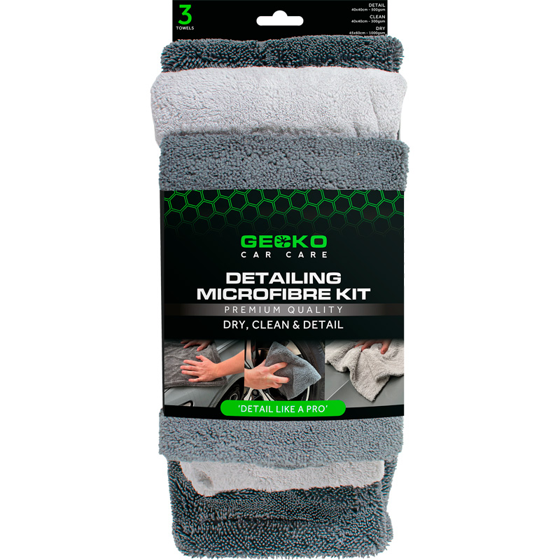 Gecko Kit Microfibre Detailing - 3 pièces