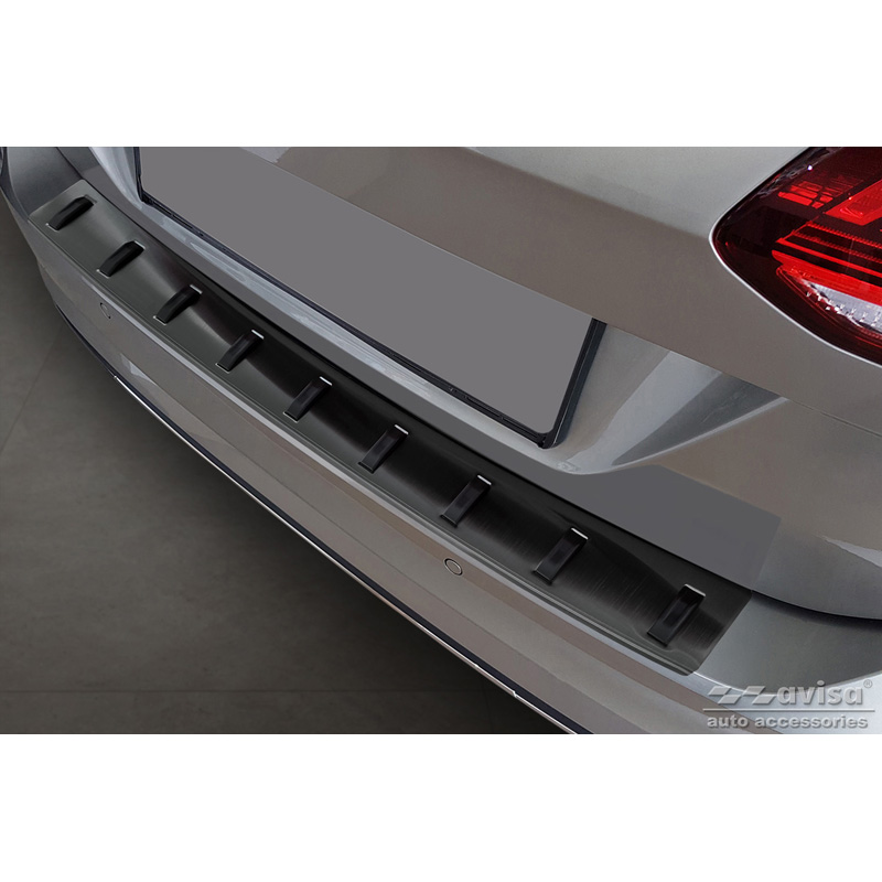 Protection de seuil arrière inox noir sur mesure pour Volkswagen Golf VII Variant Facelift 2017-2019 (incl. R-Line) 'STRONG EDITION'